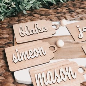 Custom Name Wood Stocking or Gift Tags